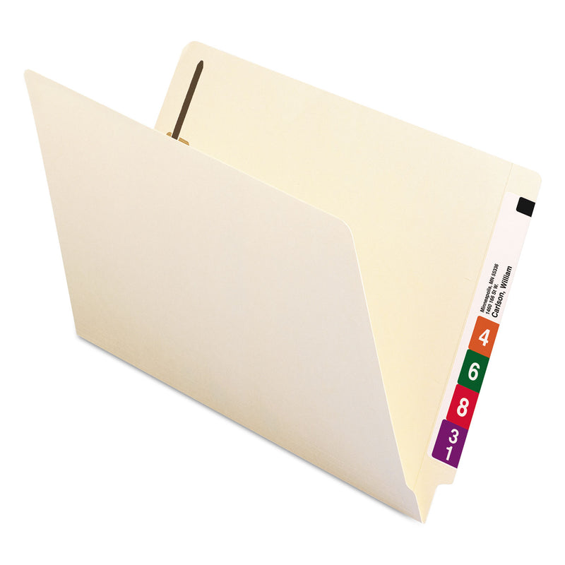 Smead Manila End Tab Fastener Folders with Reinforced Tabs, 11-pt Stock, 1 Fastener, Legal Size, Manila Exterior, 50/Box