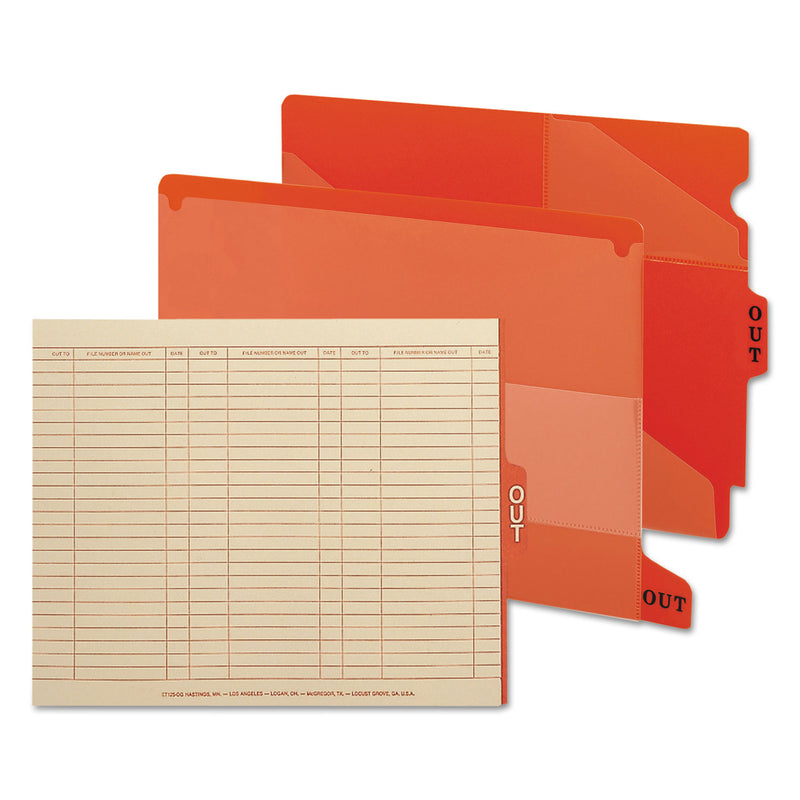 Smead Colored Poly Out Guides with Pockets, 1/3-Cut End Tab, Out, 8.5 x 11, Red, 25/Box