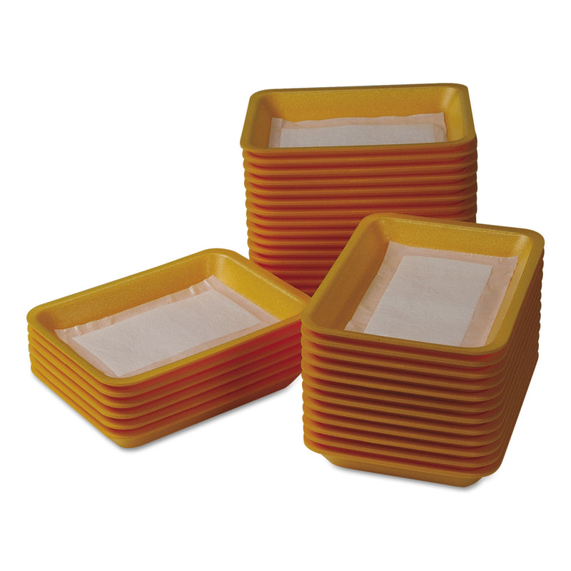 International Tray Pads Meat Tray Pads, 6 x 4.5, White/Yellow, Paper, 1,000/Carton