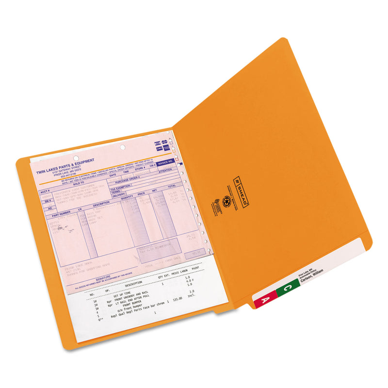 Smead Shelf-Master Reinforced End Tab Colored Folders, Straight Tabs, Letter Size, 0.75" Expansion, Orange, 100/Box
