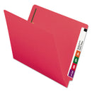 Smead Heavyweight Colored End Tab Fastener Folders, 2 Fasteners, Letter Size, Red Exterior, 50/Box
