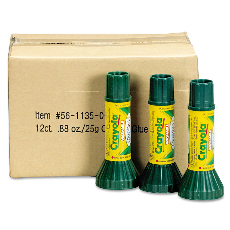 Crayola Washable Glue Stick, 0.88 oz, Dries Clear, 12/Pack