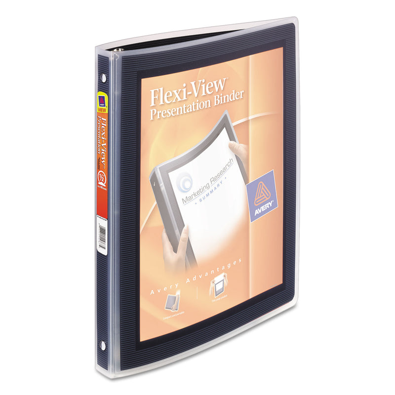 Avery Flexi-View Binder with Round Rings, 3 Rings, 0.5" Capacity, 11 x 8.5, Black