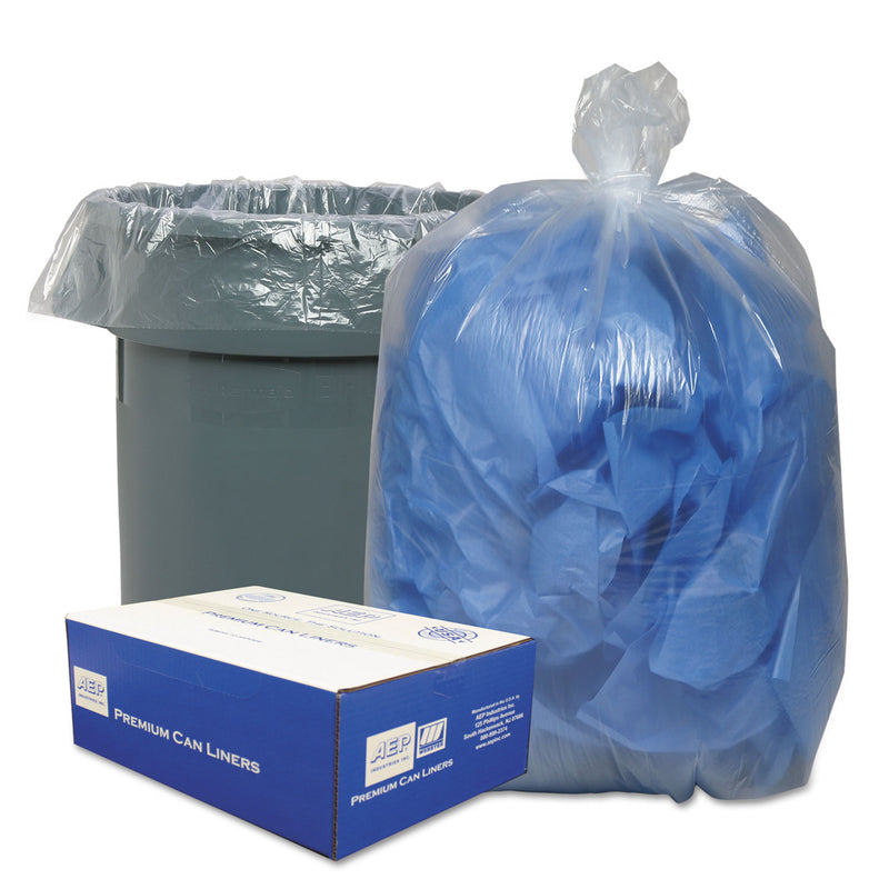 Classic Clear Linear Low-Density Can Liners, 60 gal, 0.9 mil, 38" x 58", Clear, 100/Carton
