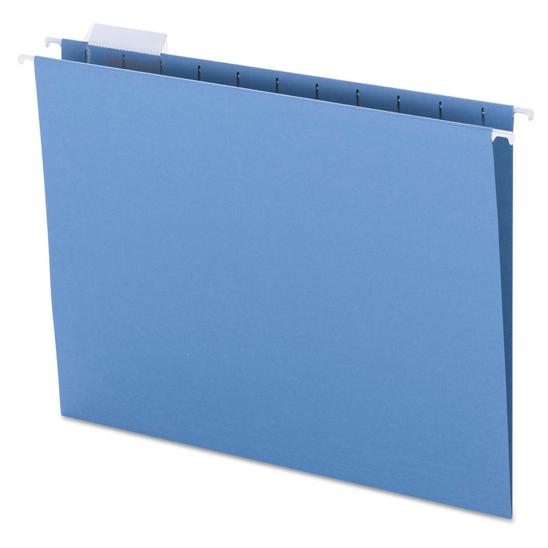 Smead Colored Hanging File Folders with 1/5 Cut Tabs, Letter Size, 1/5-Cut Tabs, Blue, 25/Box