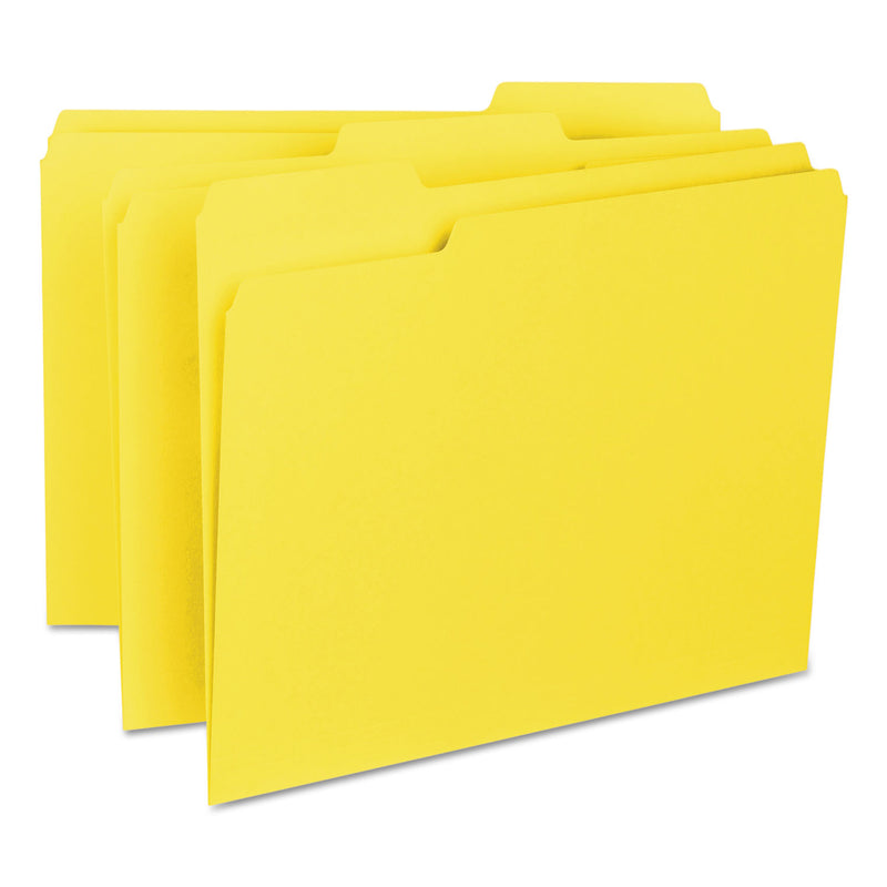 Smead Interior File Folders, 1/3-Cut Tabs: Assorted, Letter Size, 0.75" Expansion, Yellow, 100/Box