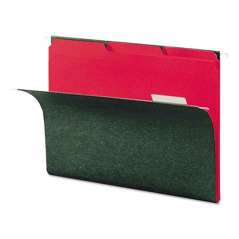 Smead Interior File Folders, 1/3-Cut Tabs: Assorted, Letter Size, 0.75" Expansion, Red, 100/Box