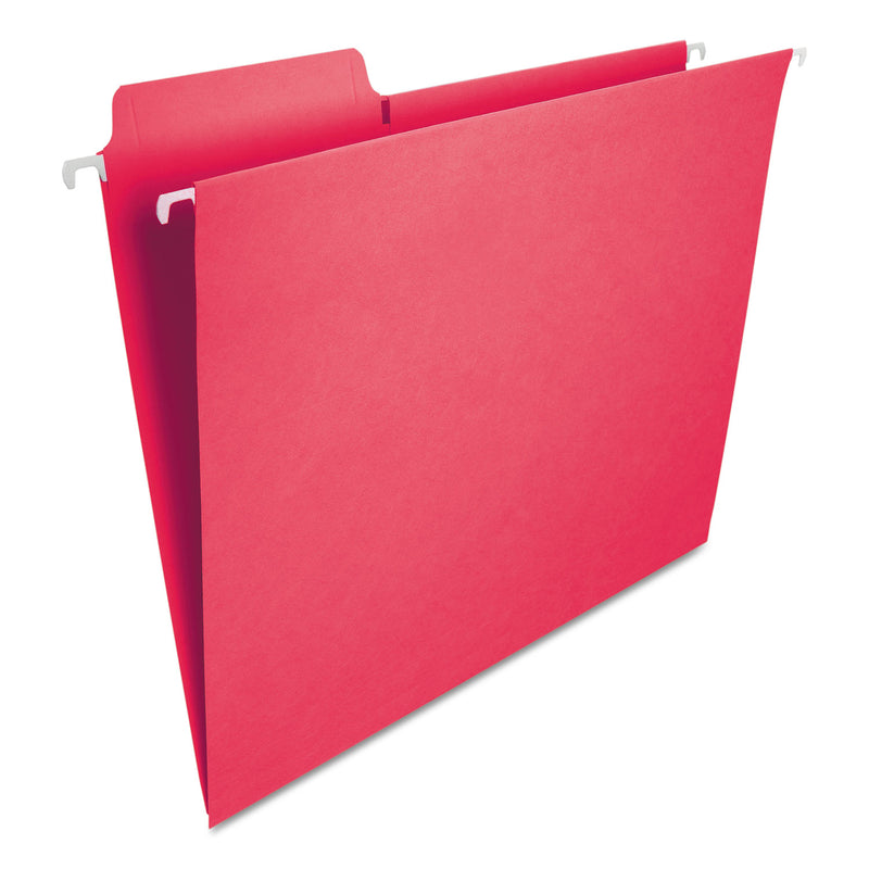 Smead FasTab Hanging Folders, Letter Size, 1/3-Cut Tabs, Red, 20/Box