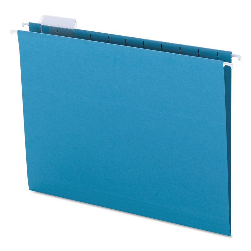 Smead Colored Hanging File Folders with 1/5 Cut Tabs, Letter Size, 1/5-Cut Tabs, Teal, 25/Box