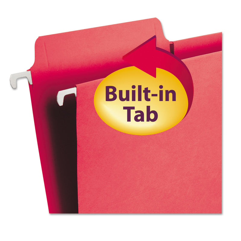 Smead FasTab Hanging Folders, Letter Size, 1/3-Cut Tabs, Red, 20/Box