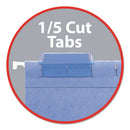 Smead Hanging Pockets with Full-Height Gusset, 1 Section, 2" Capacity, Letter Size, 1/5-Cut Tabs, Sky Blue, 25/Box