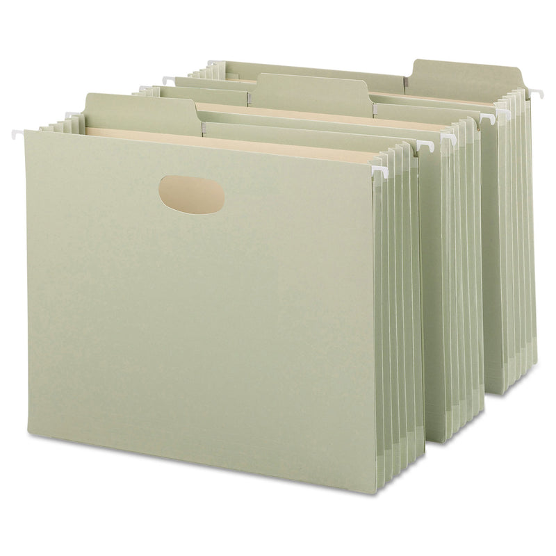 Smead FasTab TUFF Hanging Pockets, Letter Size, 1/3-Cut Tabs, Moss, 9/Box