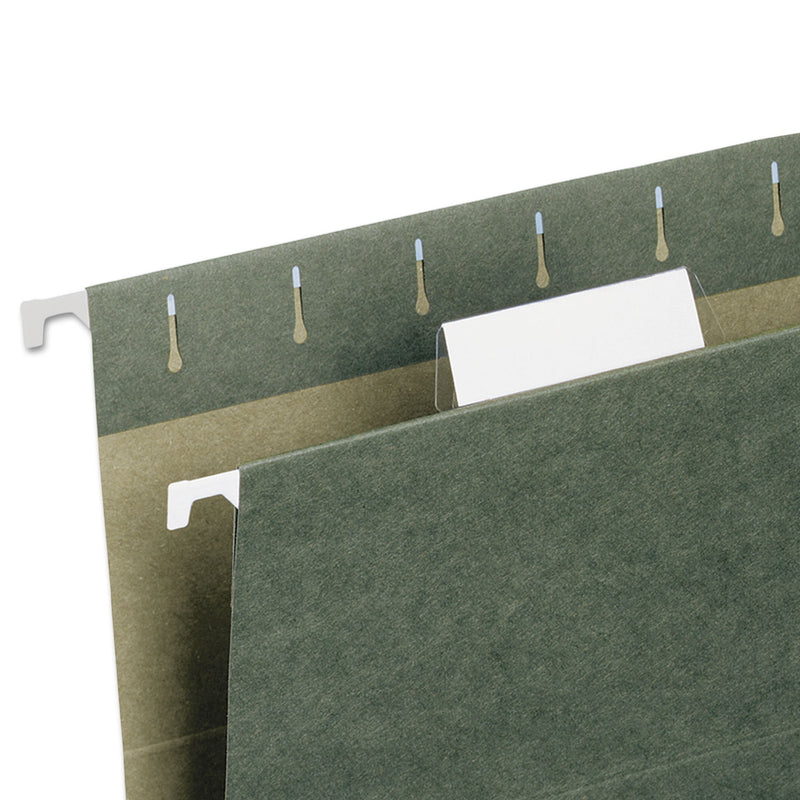 Smead Poly Index Tabs and Inserts For Hanging File Folders, 1/5-Cut, White/Clear, 2.25" Wide, 25/Pack