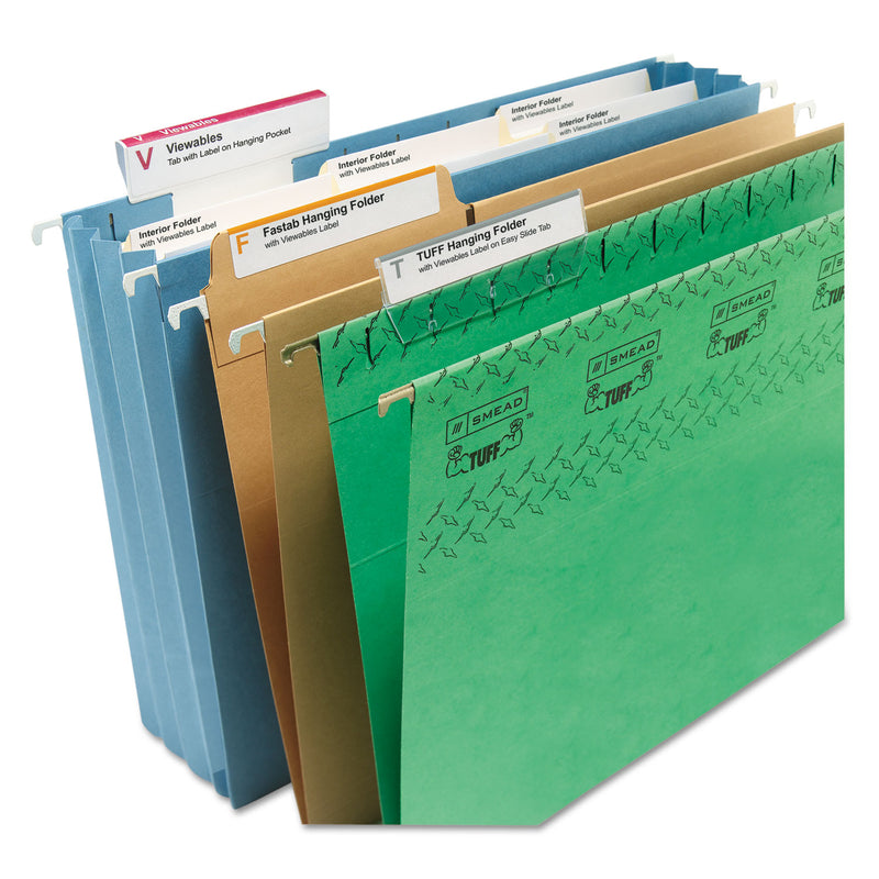 Smead Viewables Hanging Folder Tabs and Labels, Label Pack Refill, 1/3-Cut, Assorted Colors, 3.5" Wide, 160/Pack