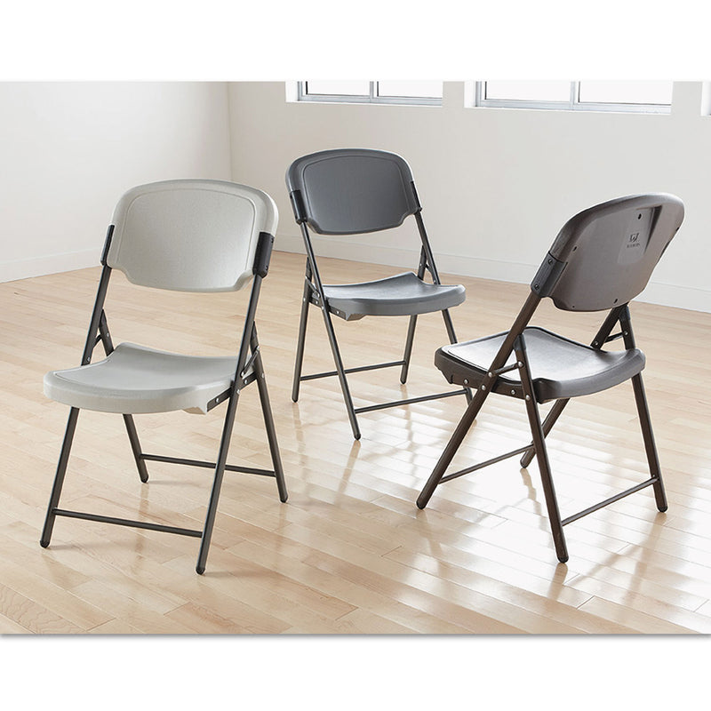Iceberg Rough n Ready Commercial Folding Chair, Supports Up to 350 lb, Platinum Seat, Platinum Back, Black Base