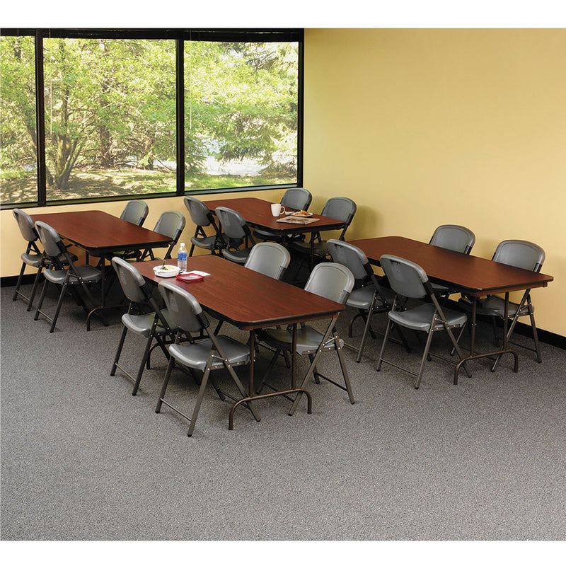 Iceberg OfficeWorks Commercial Wood-Laminate Folding Table, Rectangular Top, 72w x 30d x 29h, Mahogany