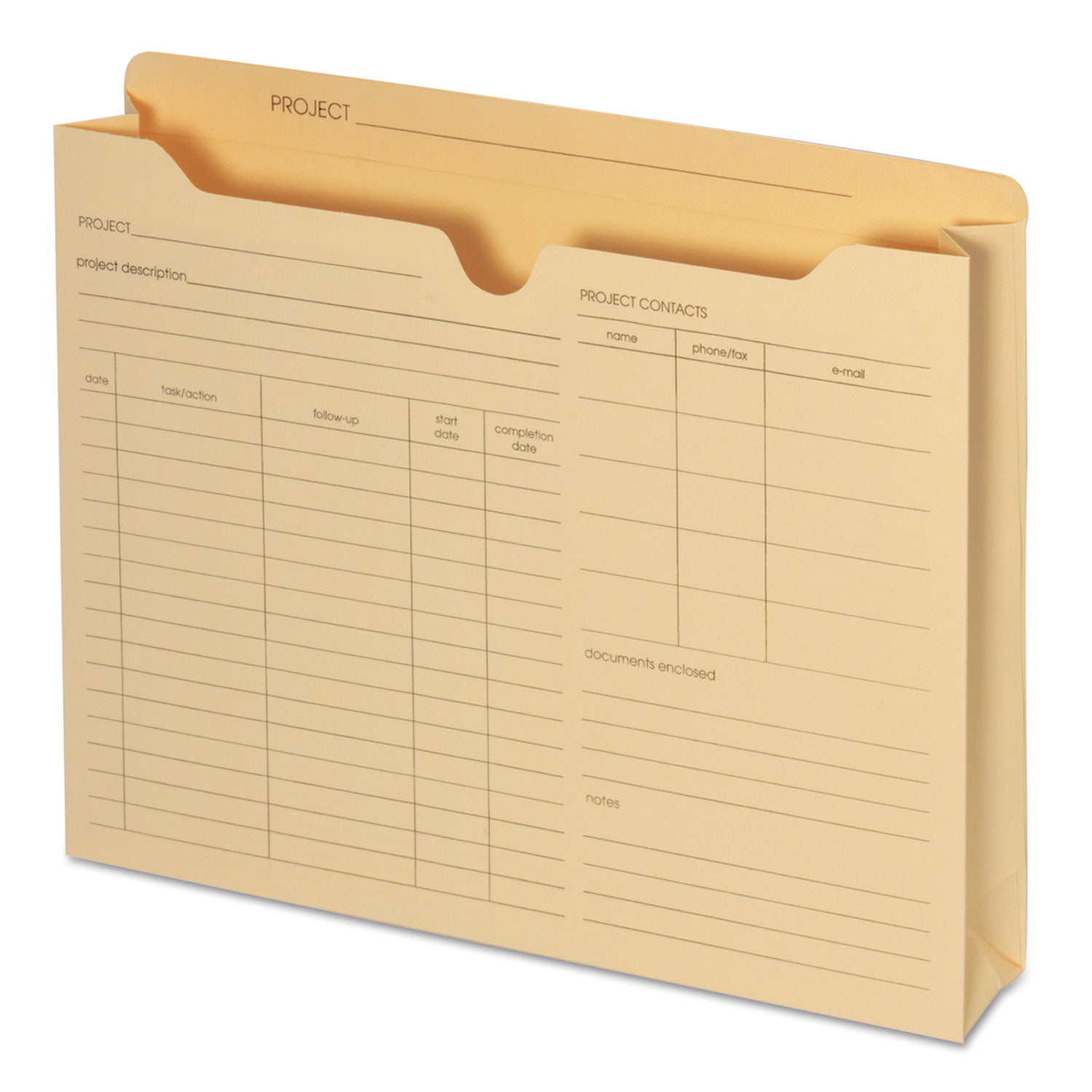 Preprinted Project Jackets, Straight Tab, Letter Size, Manila, 50/Box ...