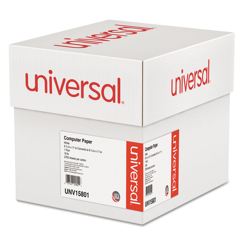 Universal Printout Paper, 1-Part, 18 lb Bond Weight, 9.5 x 11, White, 2,700/Carton