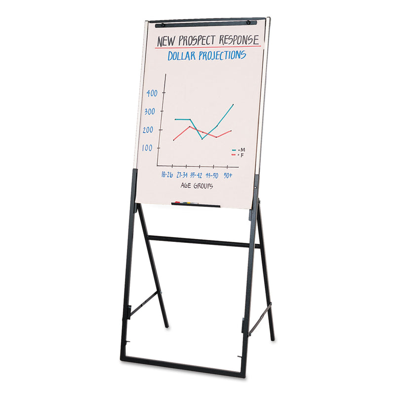 Quartet Futura Dry Erase Presentation Easel, Melamine, 26 x 35, White, Black Frame