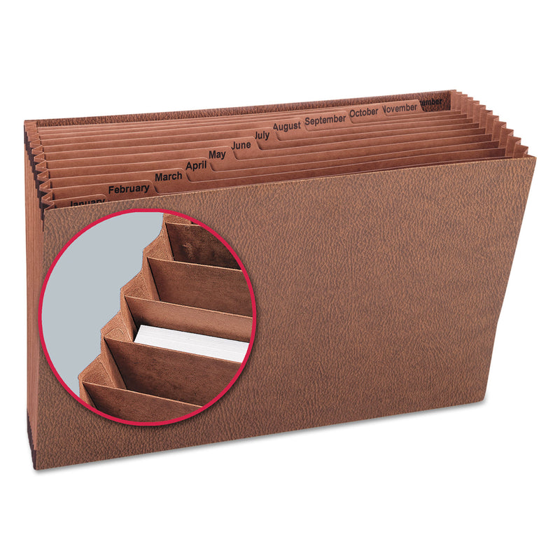 Smead TUFF Expanding Open-Top Stadium File, 12 Sections, 1/12-Cut Tabs, Legal Size, Redrope