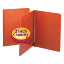 Smead Prong Fastener Premium Pressboard Report Cover, Two-Piece Prong Fastener, 3" Capacity, 8.5 x 11, Red/Red