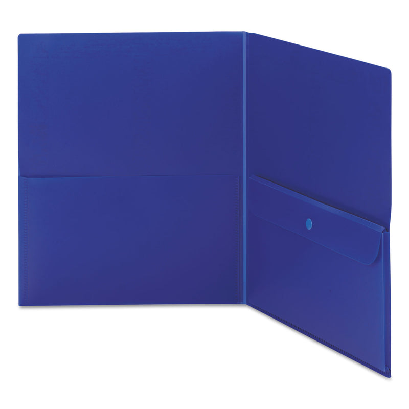 Smead Poly Two-Pocket Folder with Security Pocket, 11 x 8 1/2, Blue, 5/Pack