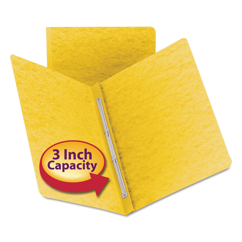 Smead Prong Fastener Premium Pressboard Report Cover, Two-Piece Prong Fastener, 3" Capacity, 8.5 x 11, Yellow/Yellow
