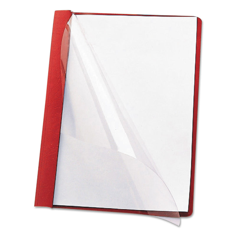 Smead Poly Report Cover, Tang Clip, Letter, 1/2" Capacity, Clear/Red, 25/Box