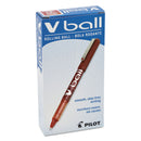 Pilot VBall Liquid Ink Roller Ball Pen, Stick, Extra-Fine 0.5 mm, Red Ink, Red Barrel, Dozen