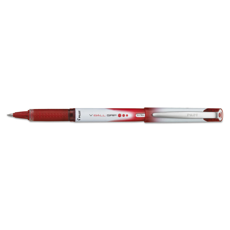 Pilot VBall Grip Liquid Ink Roller Ball Pen, Stick, Extra-Fine 0.5 mm, Red Ink, Red/White Barrel