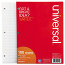Universal Filler Paper, 3-Hole, 8.5 x 11, Medium/College Rule, 100/Pack
