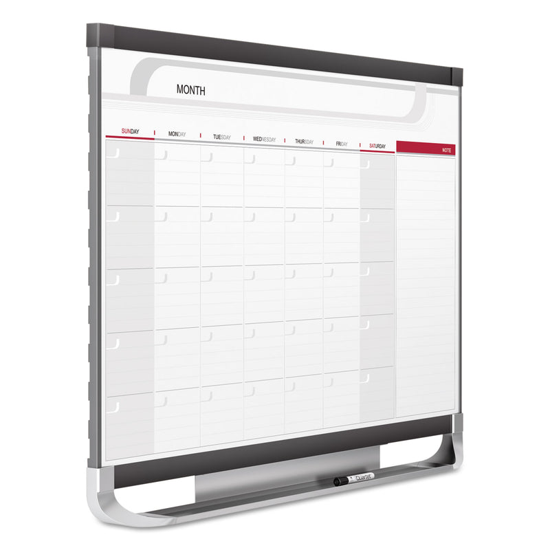 Quartet Prestige 2 Magnetic Total Erase Monthly Calendar, 36 x 24, Graphite Color Frame