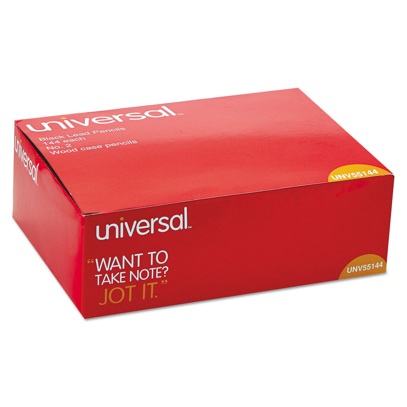 Universal #2 Woodcase Pencil, HB (#2), Black Lead, Yellow Barrel, 144/Box