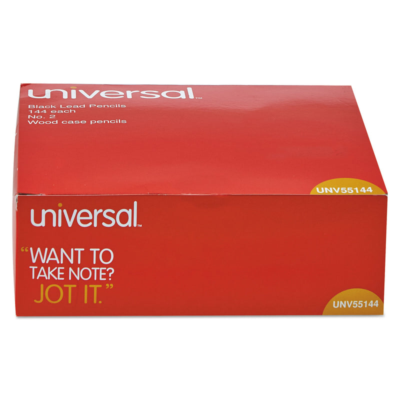 Universal #2 Woodcase Pencil, HB (#2), Black Lead, Yellow Barrel, 144/Box