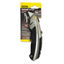 Stanley Curved Quick-Change Utility Knife, Stainless Steel Retractable Blade, 3 Blades, 6.5" Metal Handle, Black/Chrome
