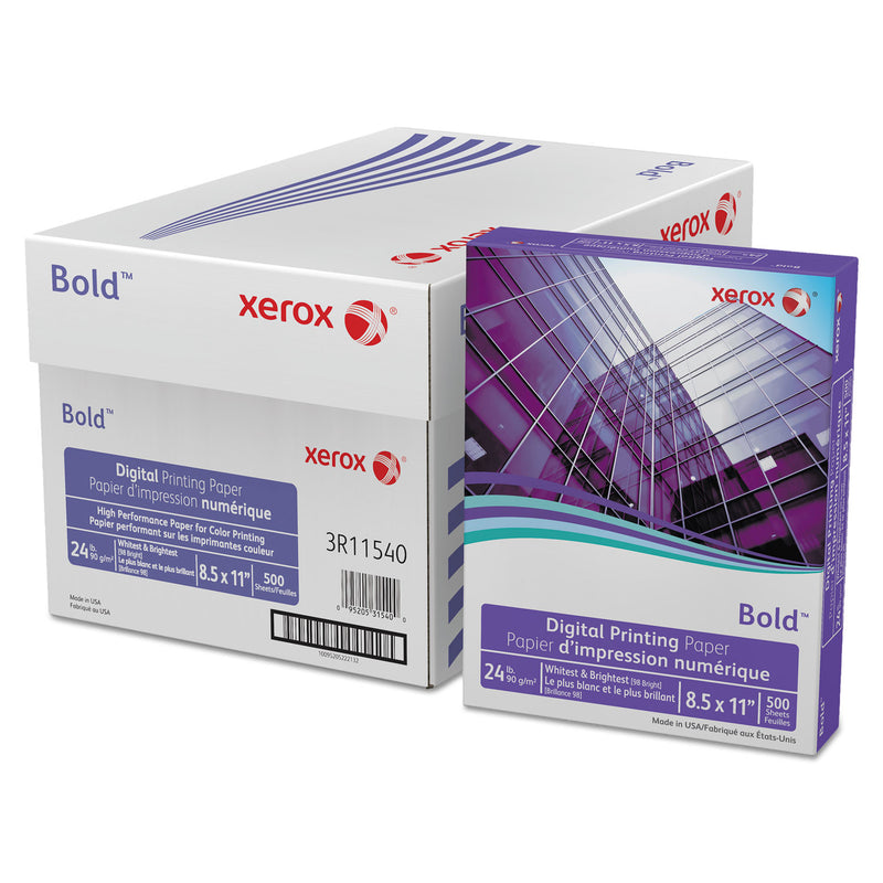 xerox Bold Digital Printing Paper, 98 Bright, 24 lb Bond Weight, 8.5 x 11, White, 500/Ream