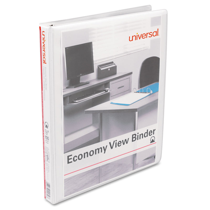 Universal Economy Round Ring View Binder, 3 Rings, 0.5" Capacity, 11 x 8.5, White