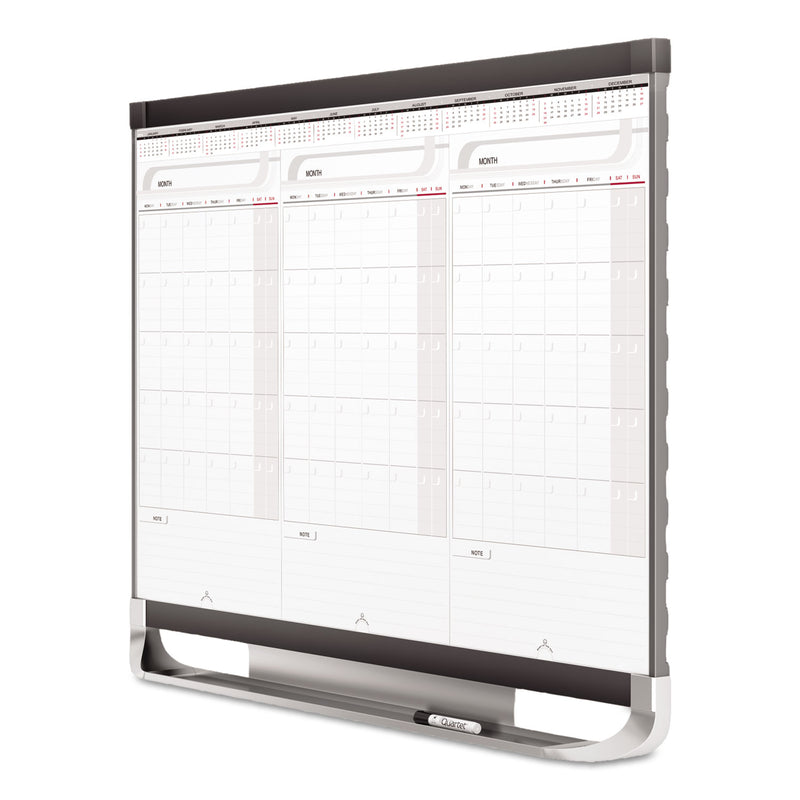 Quartet Prestige 2 Total Erase 3-Month Calendar Board, 36 x 24, White, Graphite Frame