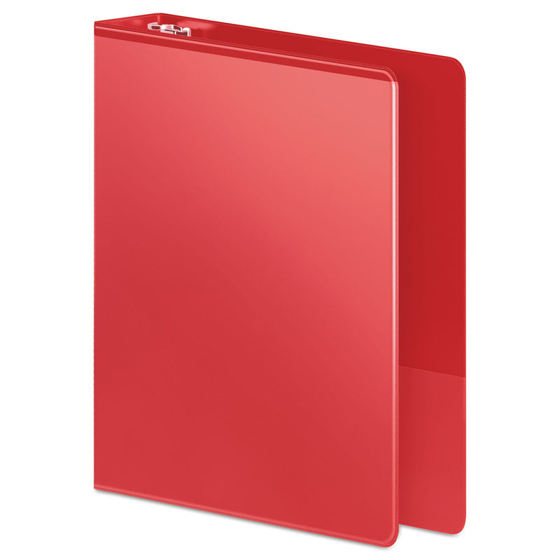 Wilson Jones Heavy-Duty Round Ring View Binder with Extra-Durable Hinge, 3 Rings, 1.5" Capacity, 11 x 8.5, Red