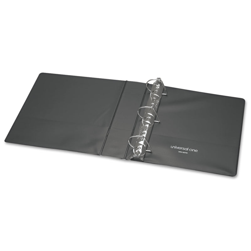 Universal Deluxe Non-View D-Ring Binder with Label Holder, 3 Rings, 2" Capacity, 11 x 8.5, Black
