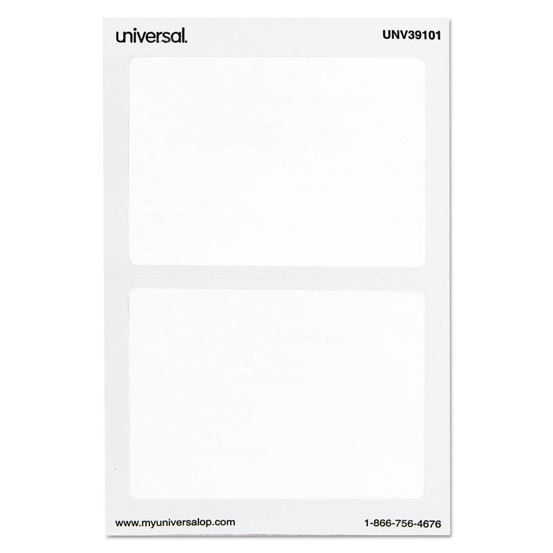 Universal Plain Self-Adhesive Name Badges, 3 1/2 x 2 1/4, White, 100/Pack