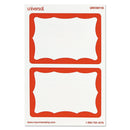 Universal Border-Style Self-Adhesive Name Badges, 3 1/2 x 2 1/4, White/Red, 100/Pack