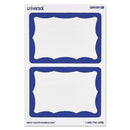 Universal Border-Style Self-Adhesive Name Badges, 3 1/2 x 2 1/4, White/Blue, 100/Pack