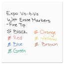 EXPO Vis-a-Vis Wet Erase Marker, Fine Bullet Tip, Assorted Colors, 8/Set