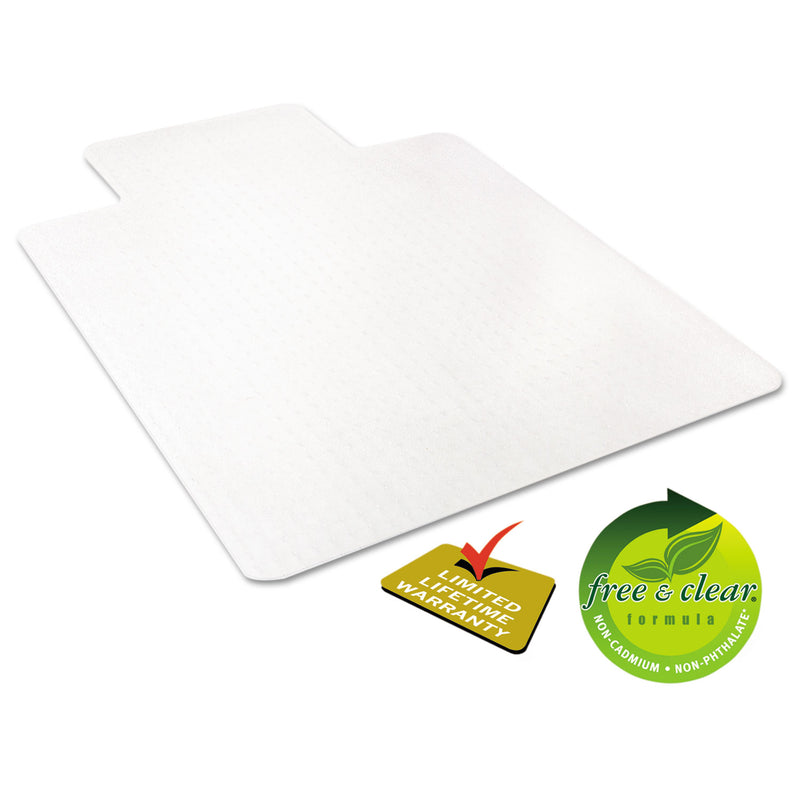 deflecto EconoMat Occasional Use Chair Mat for Low Pile Carpet, 45 x 53, Wide Lipped, Clear