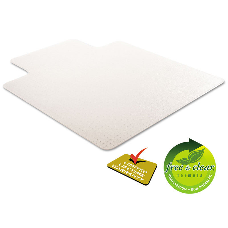 deflecto RollaMat Frequent Use Chair Mat, Med Pile Carpet, Flat, 45 x 53, Wide Lipped, Clear