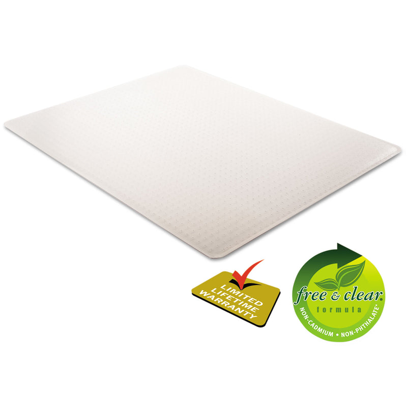 deflecto SuperMat Frequent Use Chair Mat, Med Pile Carpet, 45 x 53, Beveled Rectangle, Clear