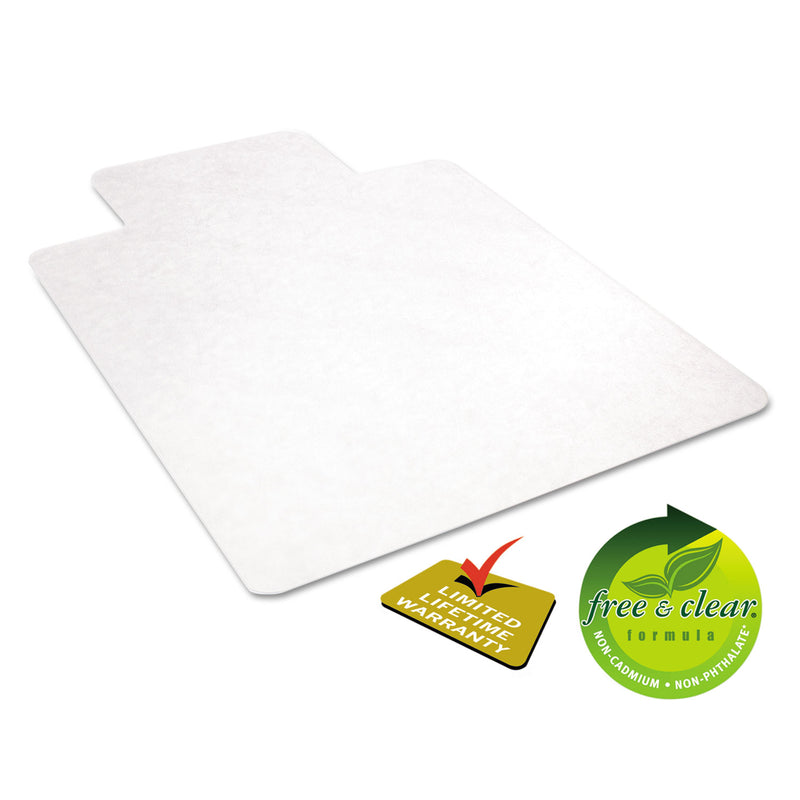 deflecto EconoMat All Day Use Chair Mat for Hard Floors, 45 x 53, Wide Lipped, Clear