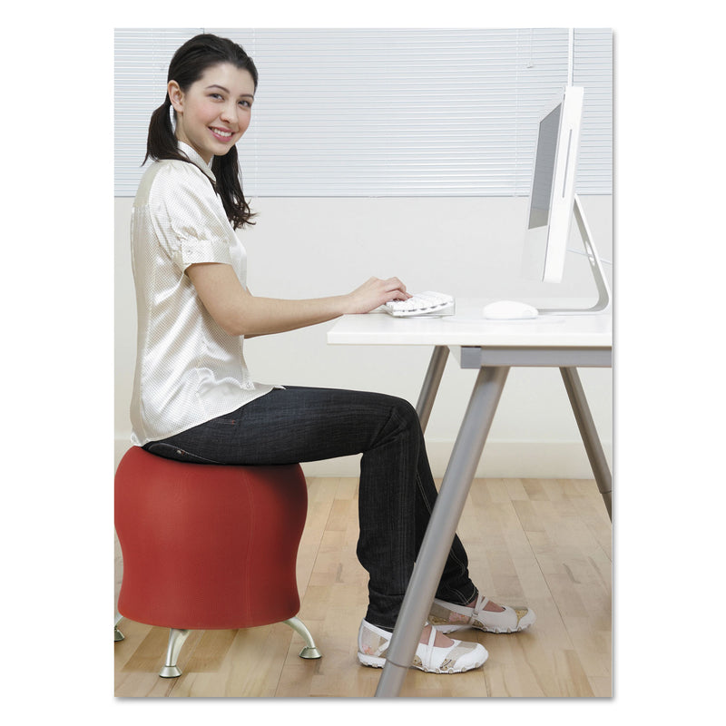 Safco Zenergy Ball Chair, Backless, Supports Up to 250 lb, Crimson Fabric Seat, Silver Base