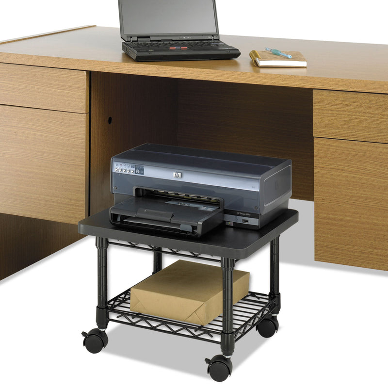 Safco Underdesk Printer/Fax Stand, Engineered Wood, 2 Shelves, 19" x 16" x 13.5", Black